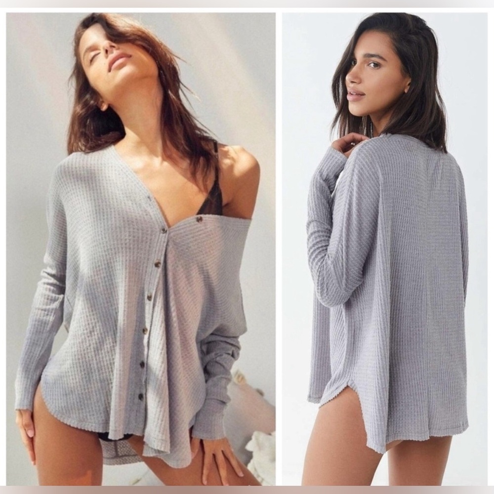💟 Urban Outfitters | Out From Under Grey Jojo Thermal Long Sleeve Top